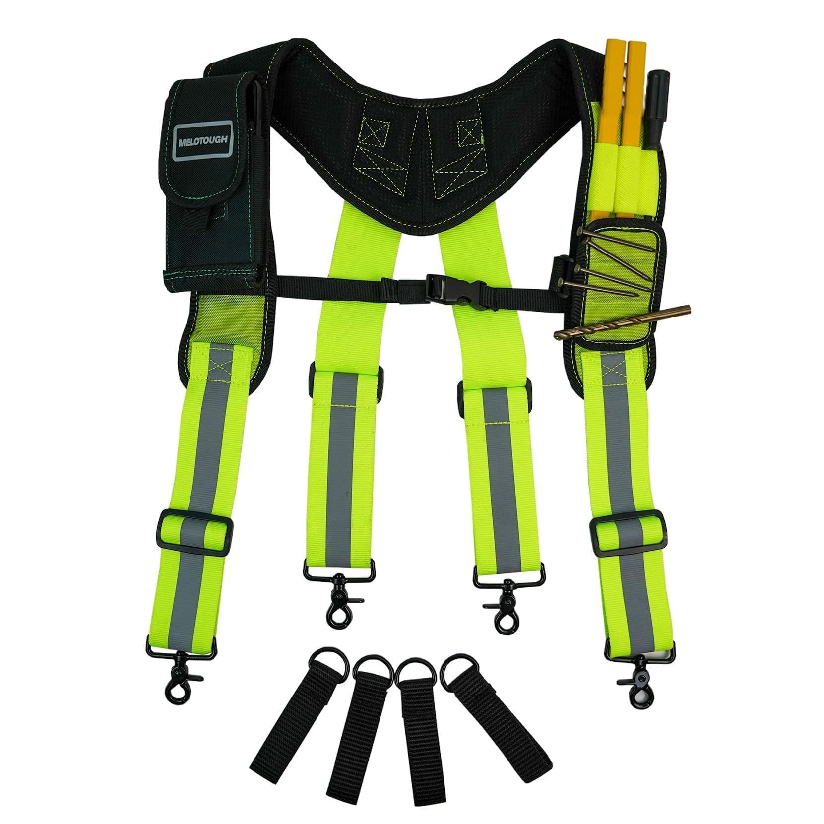 MELOTOUGH Magnetic Tool Belt Suspenders with Magnetic WristBand for Work Belt Padded Suspenders Constrcution