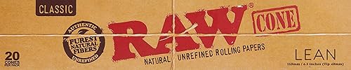 Miniatura 3 de RAW Classic Natural Conos preenrollados sin refinar, 20 conos por paquete, tamaño magro (1 paquete), 20 unidades (paquete de 1)