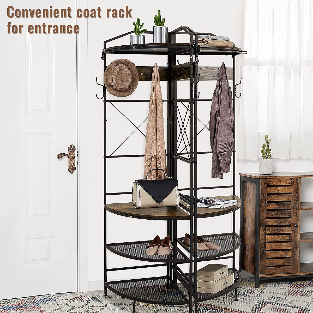 Buy DKLGG 3-in-1 Entryway Coat Rack, Industrial Hall Tree Corner Cloth ...