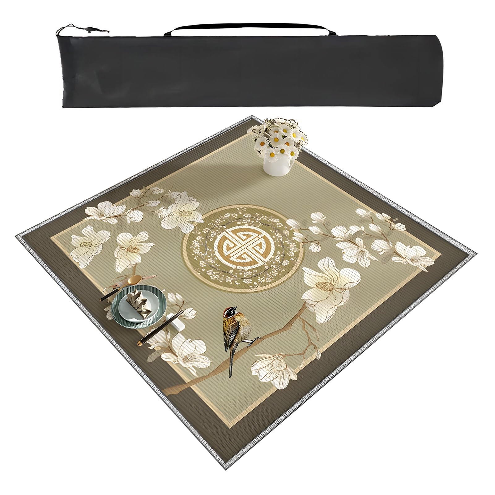 Tapis de Poker, Tapis de Table Silencieux en Caoutchouc antidérapant for Mahjong(90 cm/35.43 in)