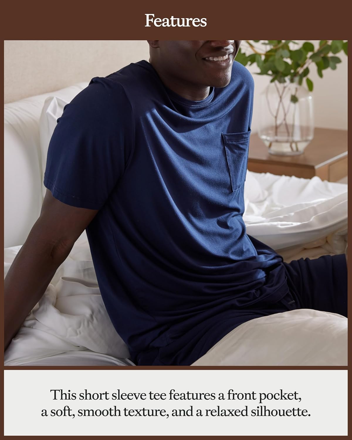 Cozy Earth Men’s Stretch-Knit Lounge Tee - Relaxed Fit, Short Sleeve Shirt for Men - Soft Breathable - Image 5