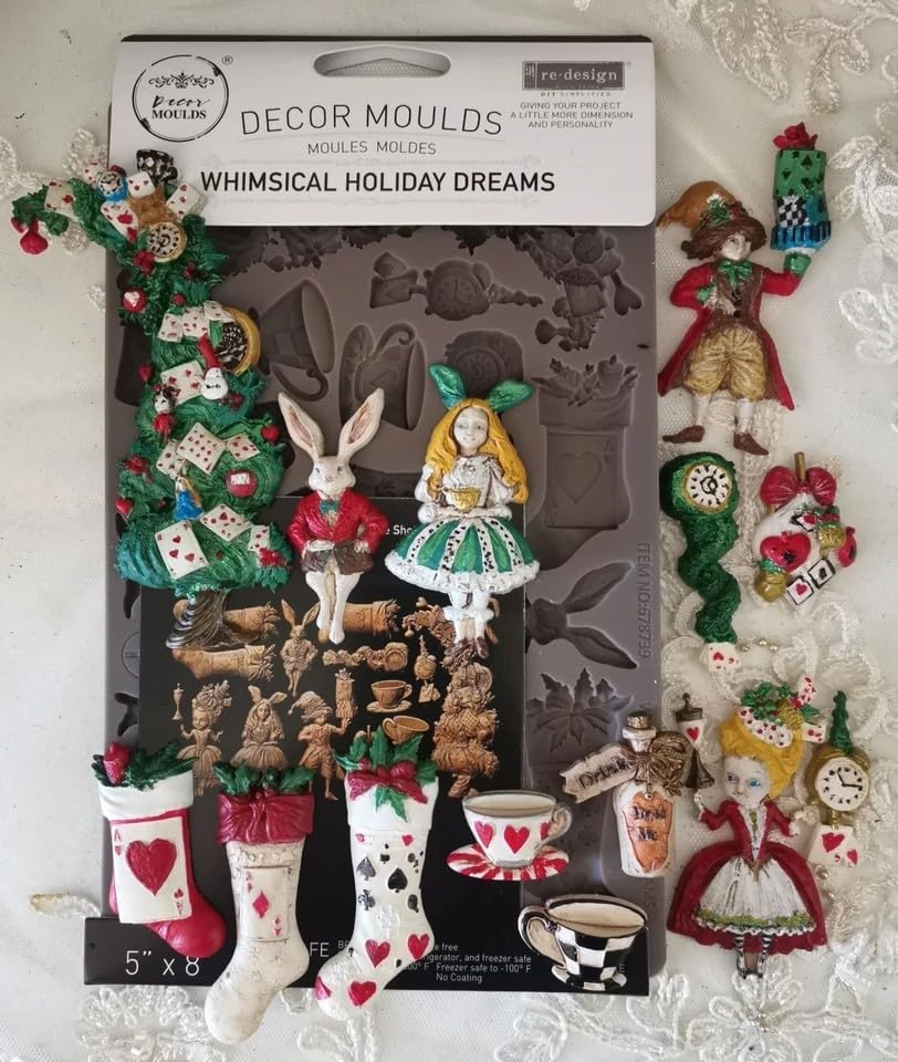Prima Marketing inc Redesign With Prima Decor Moulds® - Xmas Alice 655350678739 for Funiture Dresser, Chocolate,Cake,Candy,Bakery,Soap,Polymer Clay, earthen Clay