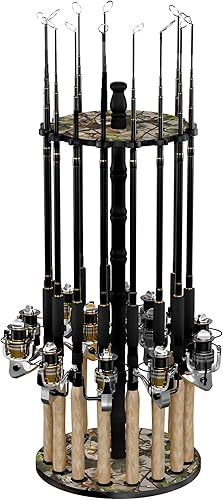 Rush Creek Creations | Soporte para 16 cañas de pescar, Organización y almacenamiento para garaje, para carretes, equipo, accesorios, caja de