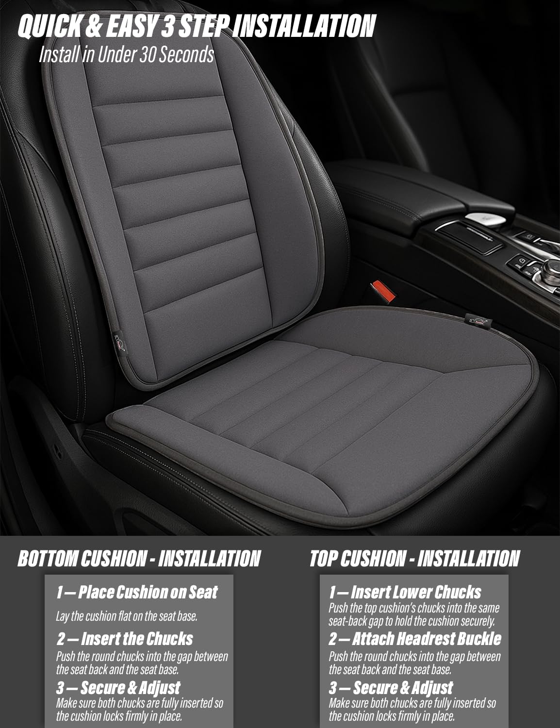 Xtremeauto Cuscino per seggiolino auto con cuscino di supporto per la schiena, set da 2 pezzi in memory foam per alleviare il dolore e la postura, cuscino ergonomico confortevole per auto, furgoni