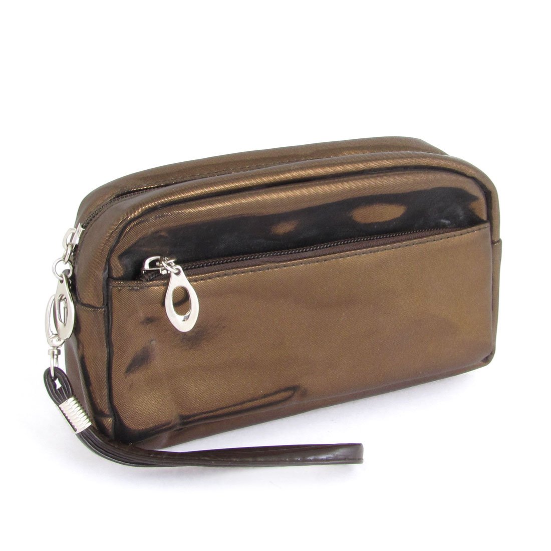 Qtqgoitem Espresso 2 Compartments Zipper Cosmetic Bag Purse w Mirror for Lady (model: 5dd 56e 663 2bb 578)