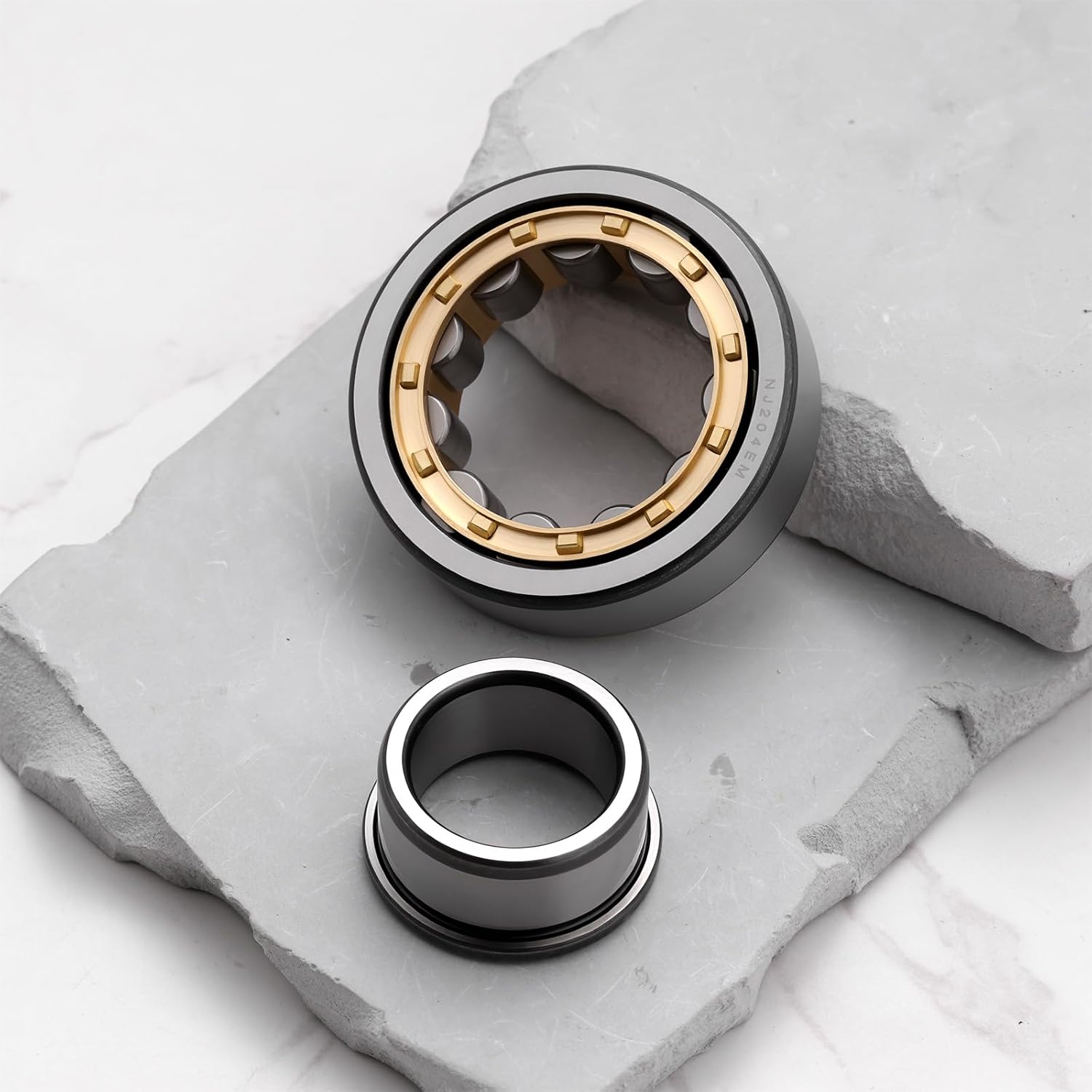 eMagTech Cylindrical Roller Bearing NJ204-E-M with Brass Cage 20x47x14mm for Industrial Machinery Machine Tool Equipment