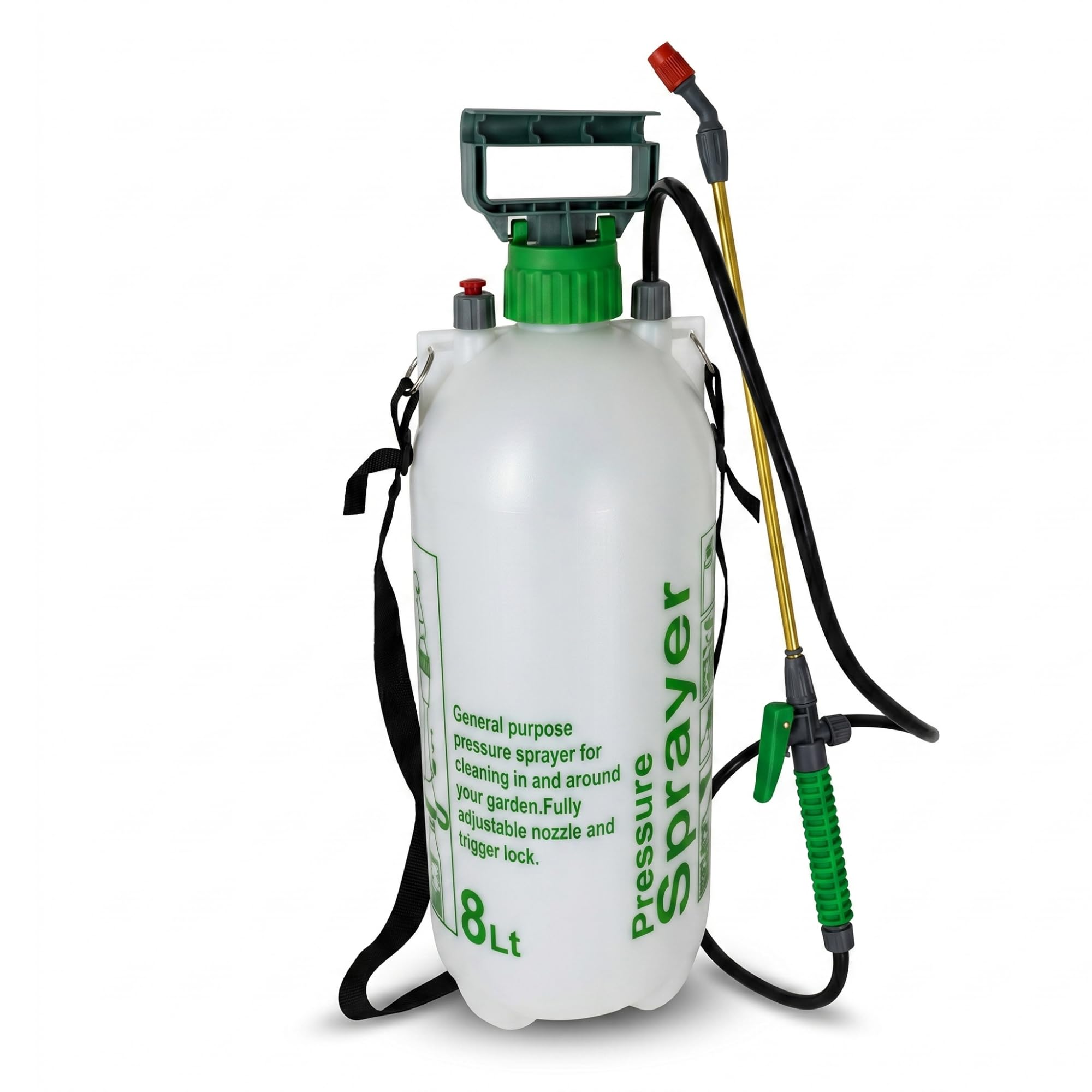 Pulverizador a presion de Agua 8L para Plantas JAMAX – Botella Pulverizadora Presión Manual, Ideal para Jabón Potásico, Herbicida y Cuidado de Jardín | Sulfatadora Manual (8 litros)