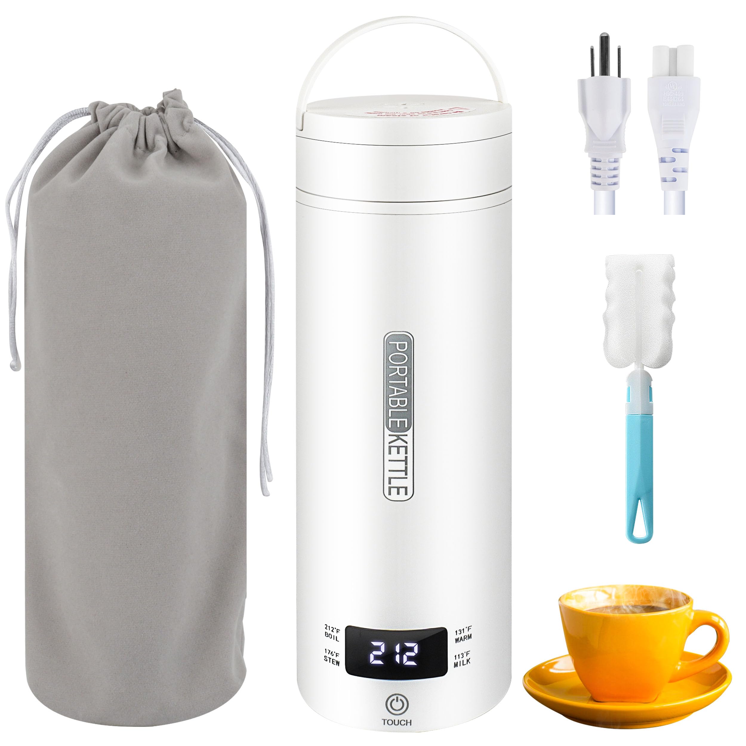 Travel Electric Kettle, Portable Smart Small Hot Water Boiler Tea Coffee Heater 450ML, 316 Stainless Steel, 4 Temperature Control, LCD Display, Fast Boiling Water, Auto Shut-Off & Boil Dry Protection