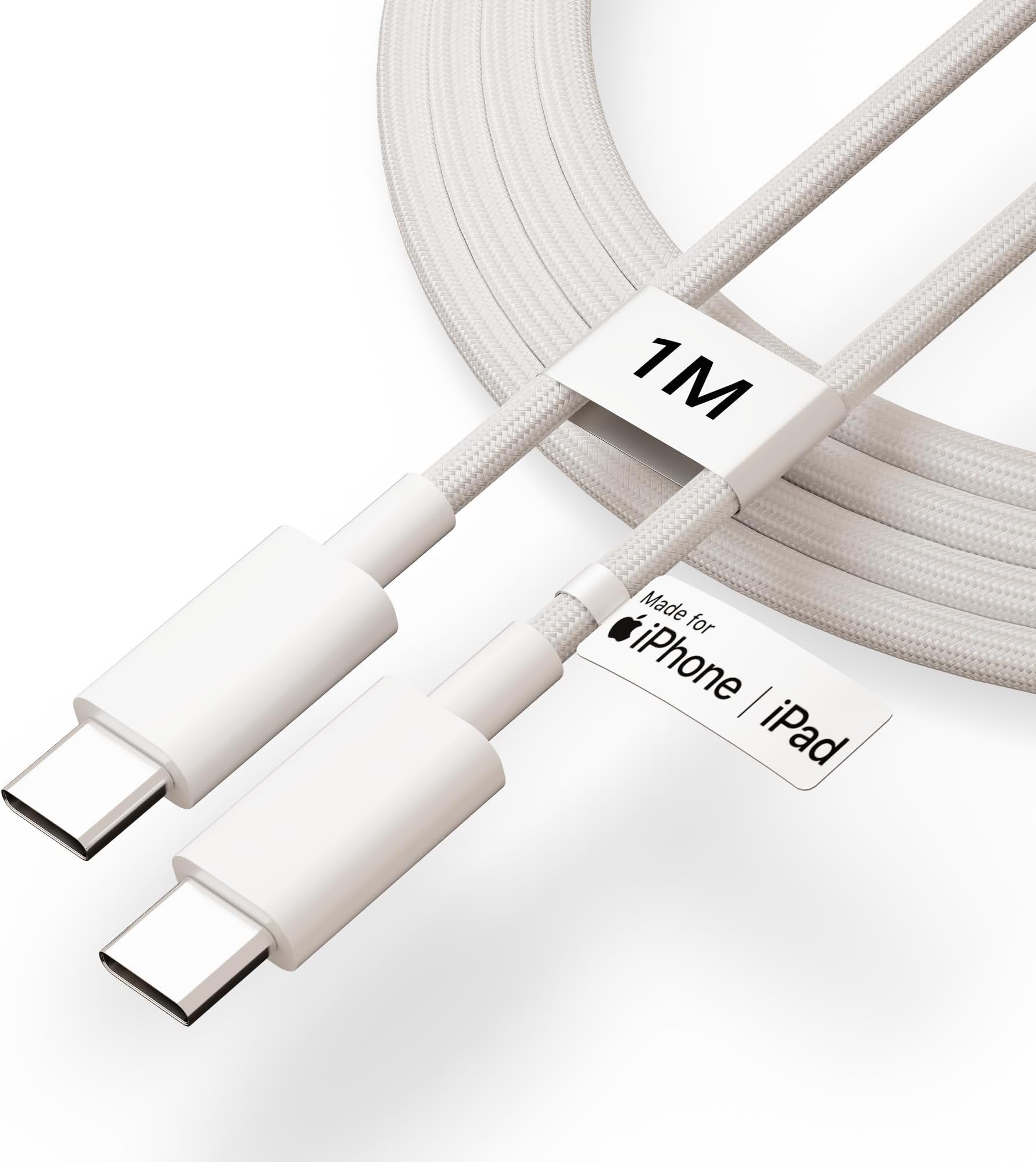 Basesailor 80W Original Type C to C Nylon Braided Cable [MFi Certified + 2 YEAR WARRANTY*] Fast PD Charging for iPhone 15/16/Pro Series Charger Cable Compatible, MacBook, Other USB Type-C Devices, 1M
