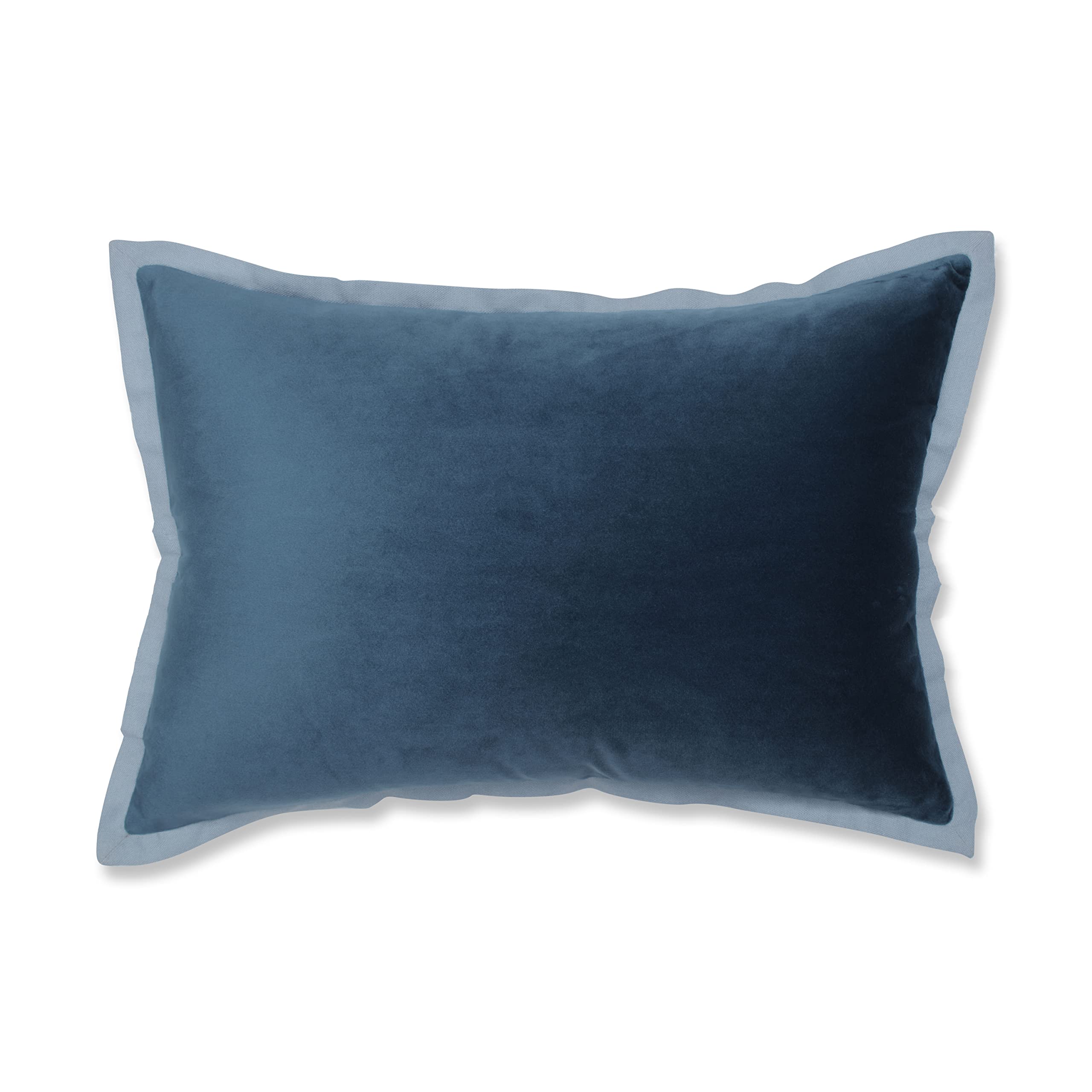 Pillow Perfect Indoor Velvet Collection Lumbar Pillow, 12" x 20", Teal Blue