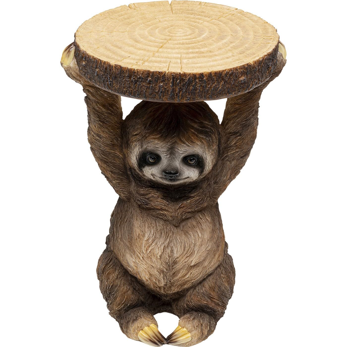 Kare Design Stolik pomocniczy Animal Sloth, brązowy, średnica 22 cm, motyw leniwca, motyw zwierzęcy, stolik do salonu, stolik kawowy, stolik nocny, stolik nocny