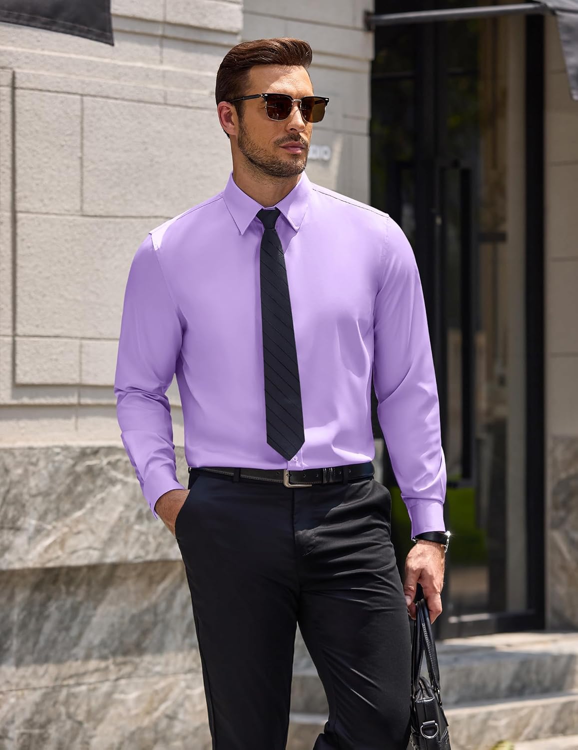 COOFANDY Men's Wrinkle Free Dress Shirt Stretch Long Sleeve Button Down Shirts Formal Business Shirt image 2