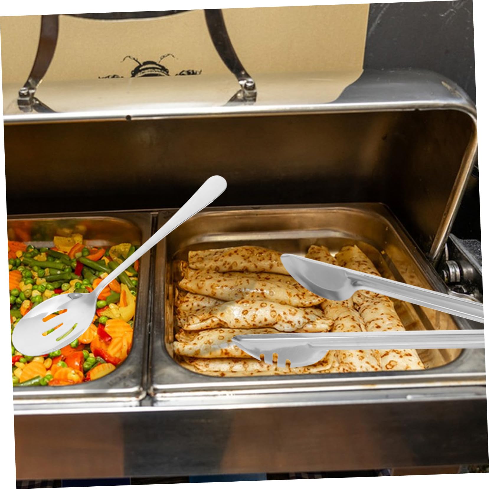 18 piezas Utensilios de Acero Inoxidable para Servir con Pinzas de Ensalada Cucharas Ranuradas y Cucharas para Buffet Resistentes y Fáciles de Limpiar para Bodas Restaurantes y