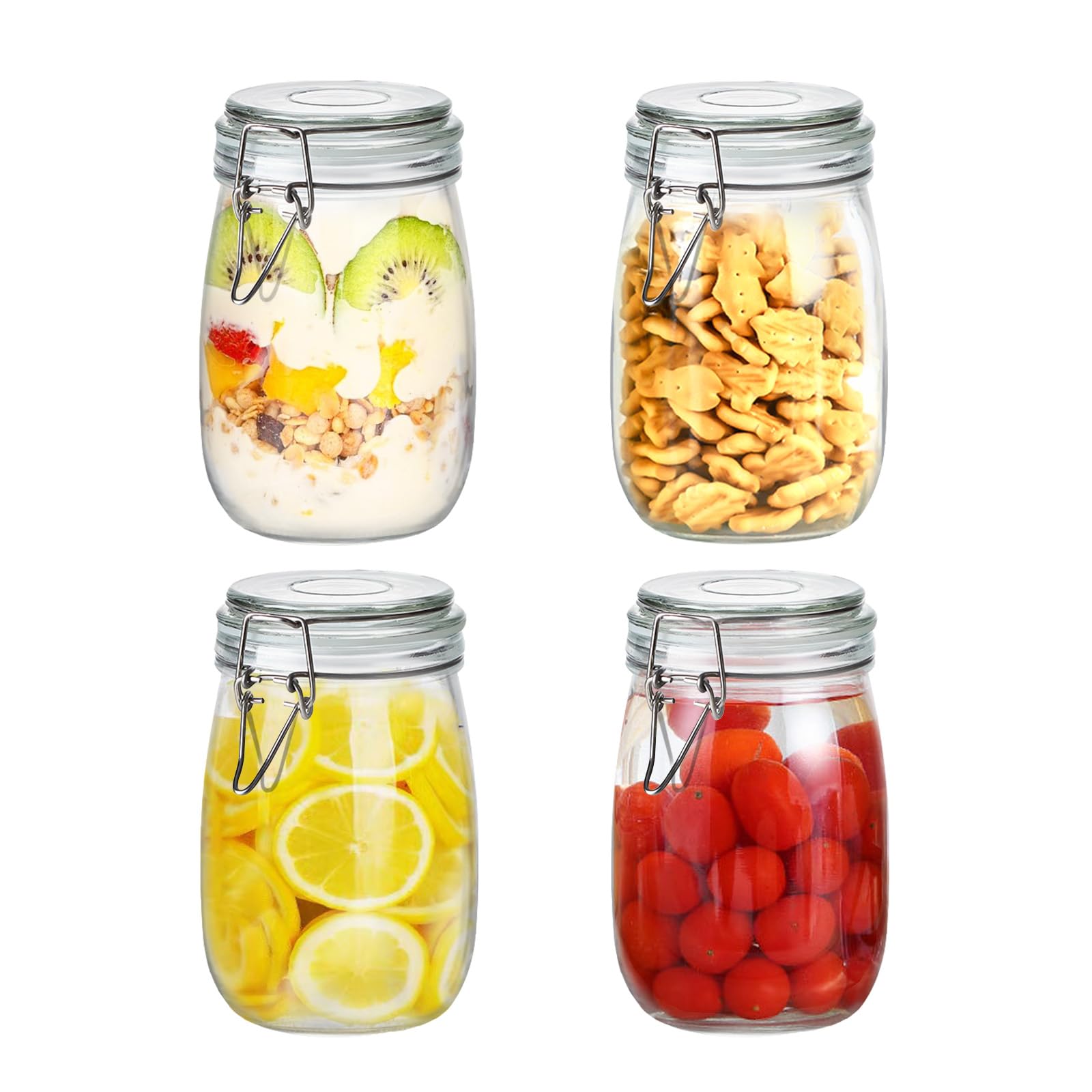 Eidoct Glass Jars with Lids & Silicone Seal, 1000ml/33.8oz Glass Containers