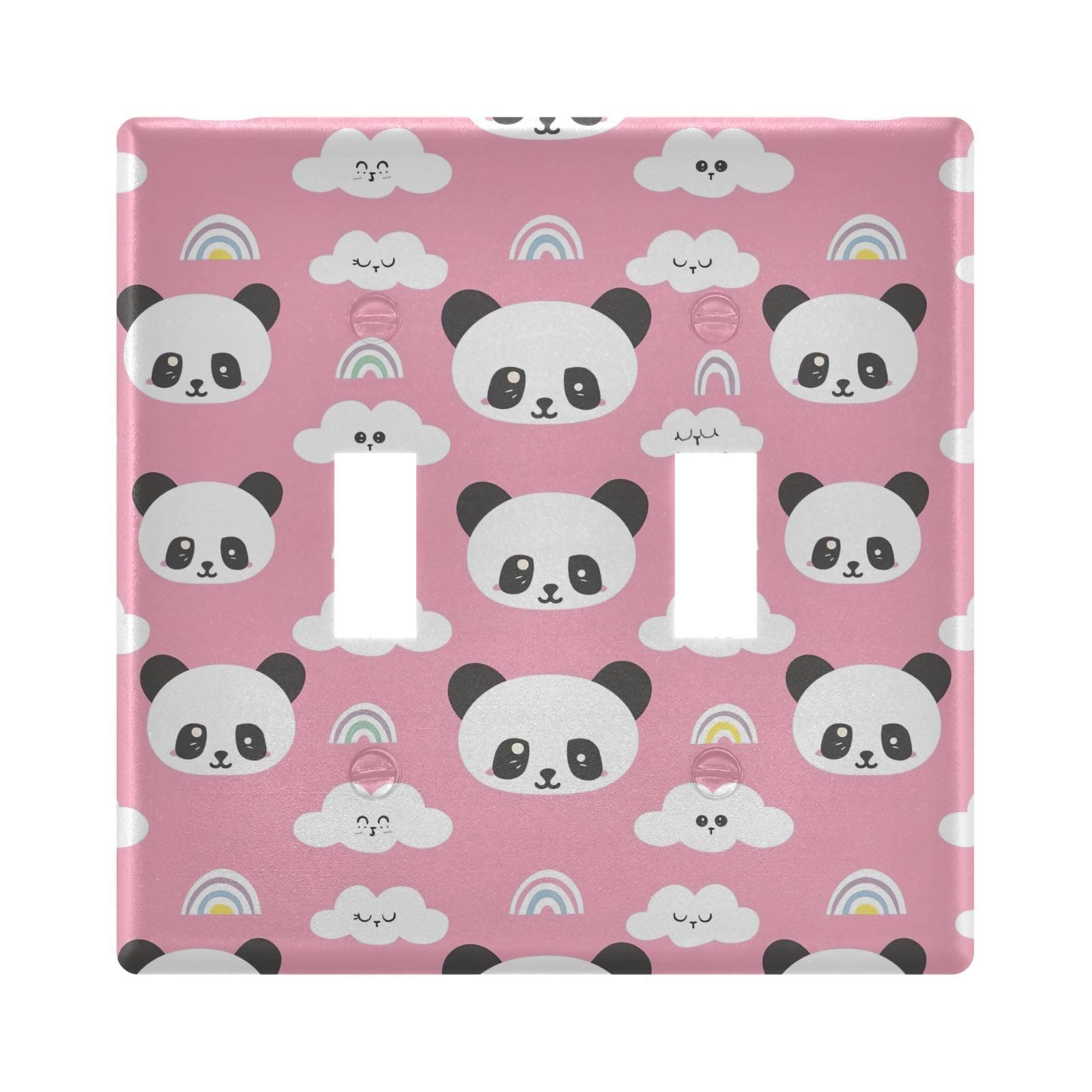 UMIRIKO Cute Panda Cloud Pink Light Switch Cover Plate Covers Decorative Double Toggle Home Decor 202b5811