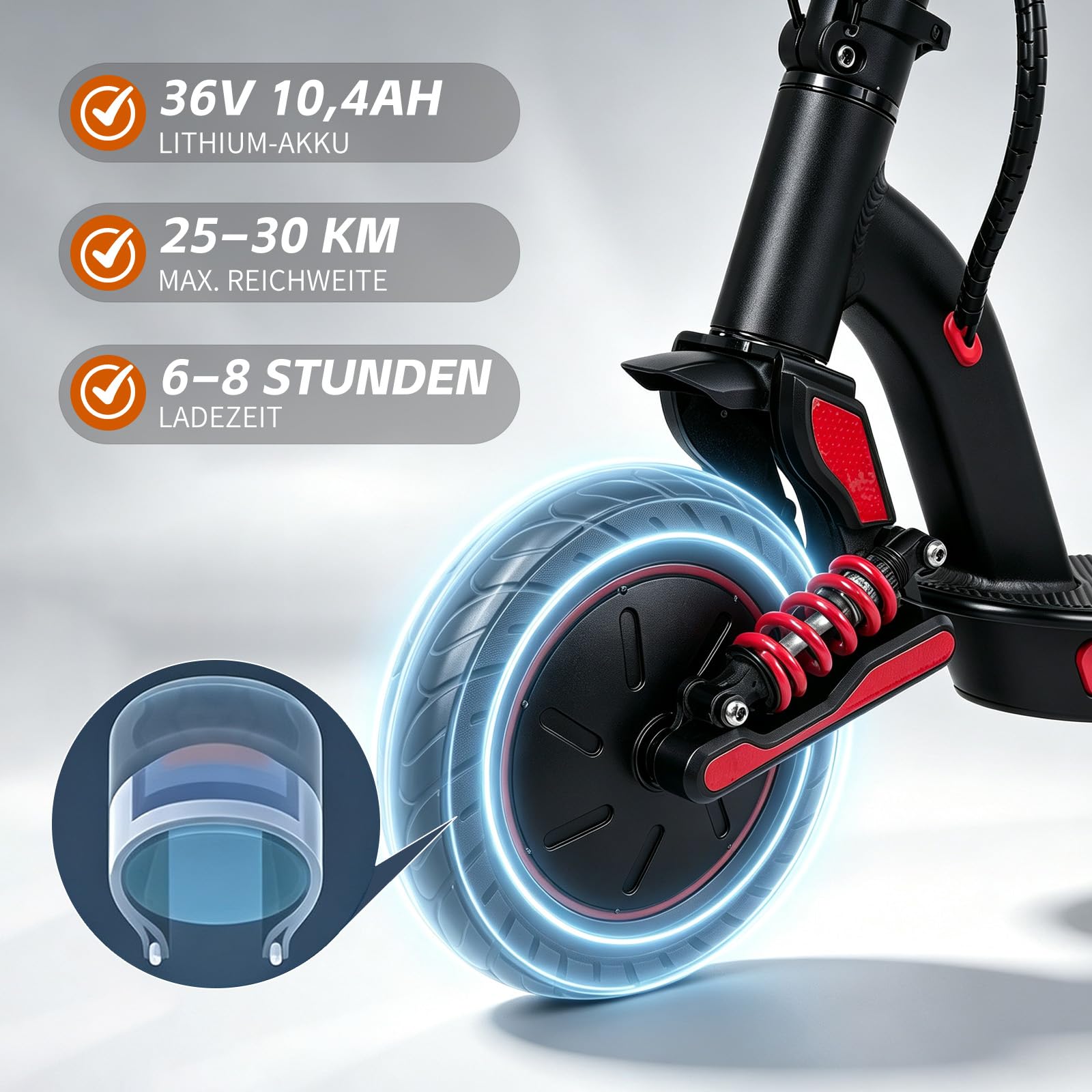 Trottinette Électrique pour Adultes, Moteur 350W, Autonomie 25–30 km, Batterie 36V 10,4Ah, Double Frein et Double Amortissement, Écran LED avec APP, Trottinette Pliable