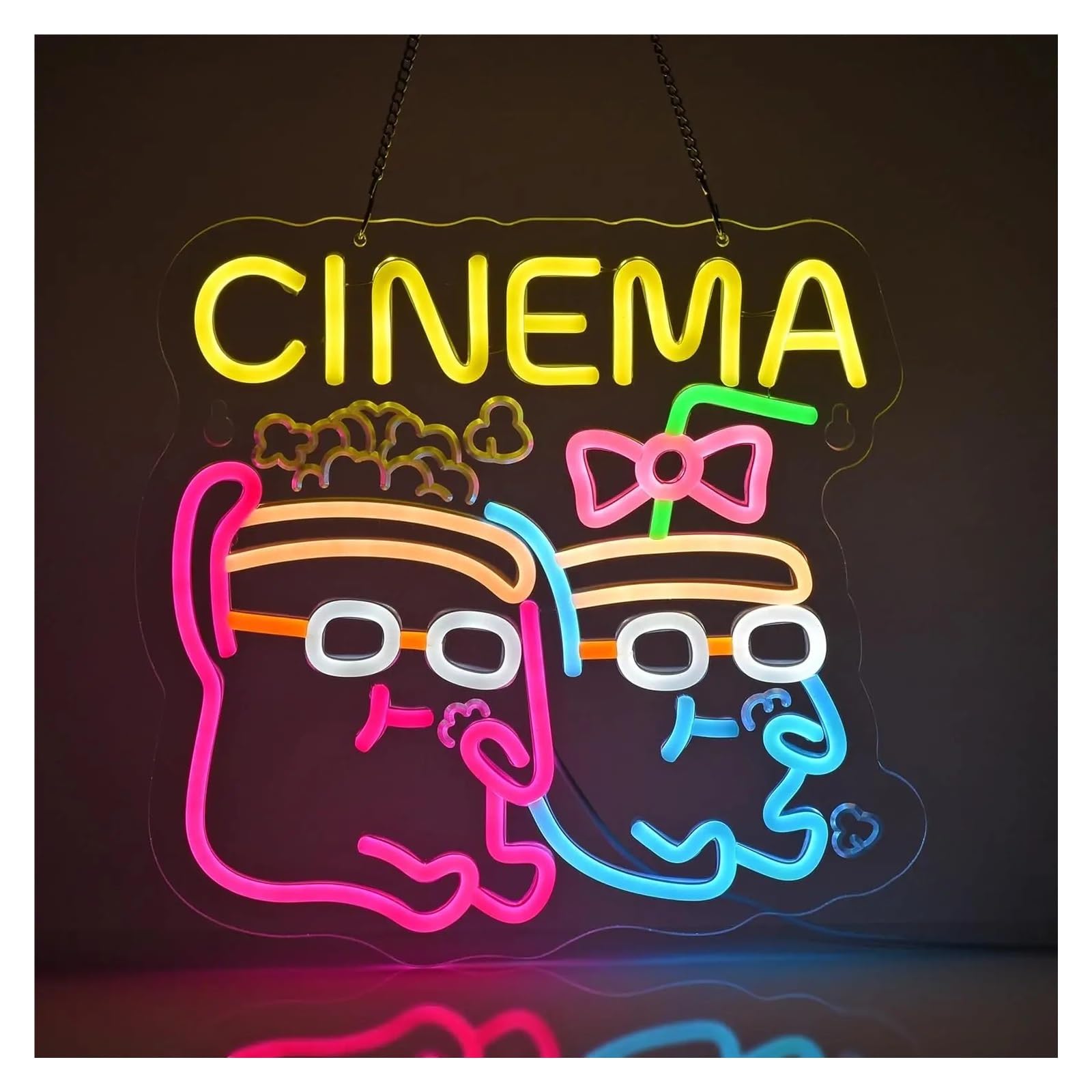 SHOUXI Sign Lamp Cinema Neon Sign USB Brightness Adjustable Light for Commercial Home Theater Cinema Movie Film Room Decor 32cmx33cm