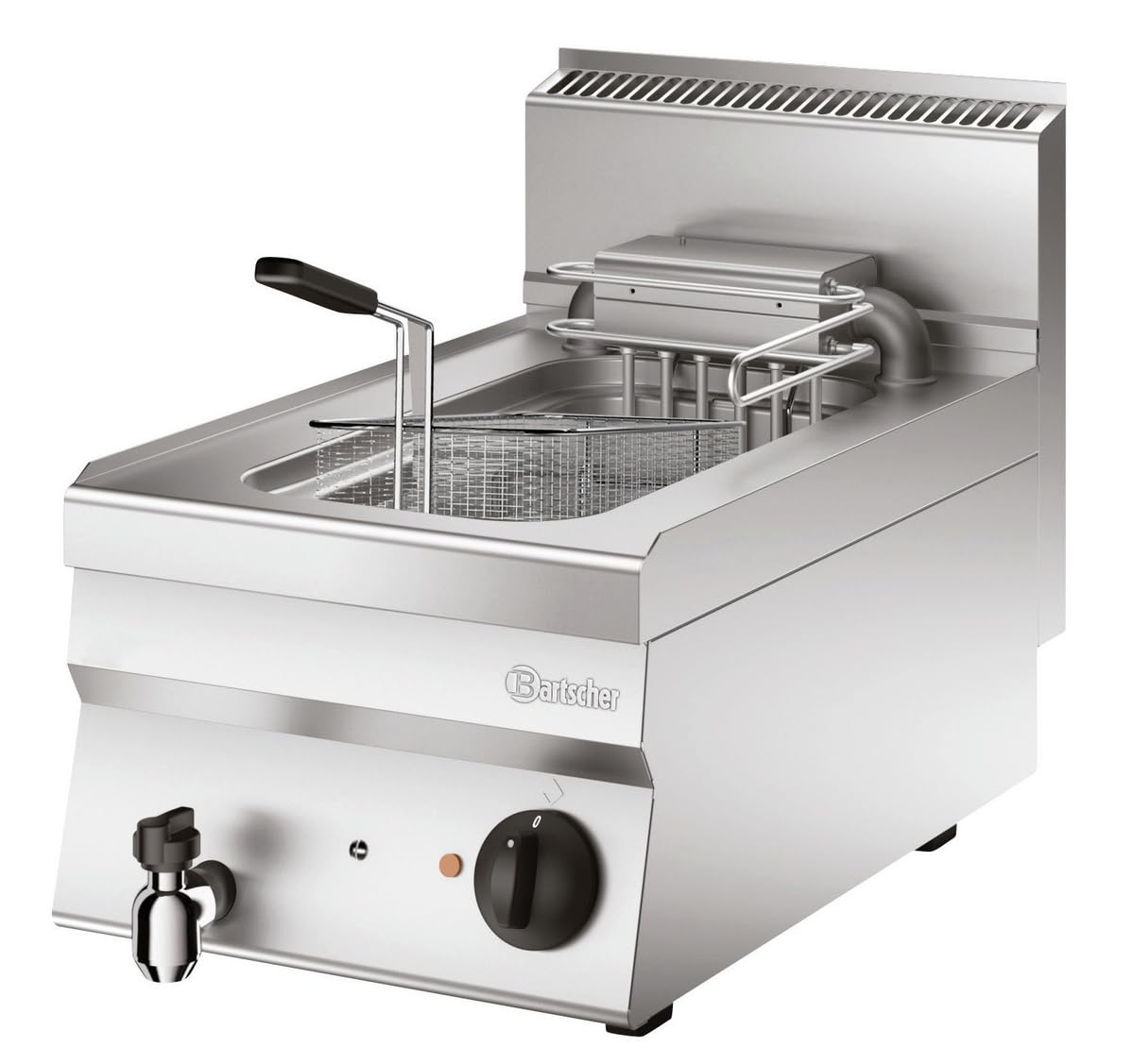 Bartscher Fritteuse 650 B400 Elektro-Tischgerät mit 10 l Becken, CNS 18/10, herausnehmbares Heizelement, inkl. Korb und Deckel, für Gastronomie