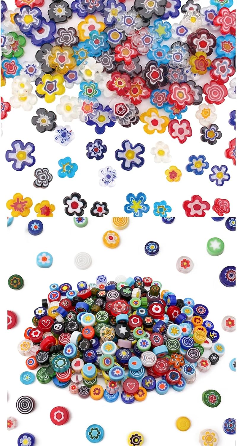 Youway Style Millefiori Flower Glass Beads,214g Mosaic Tiles for Crafts Bulk,Mosaic Glass Pieces for Mosaic DIY Crafts Projects,Jewelry Making,DIY Gifts