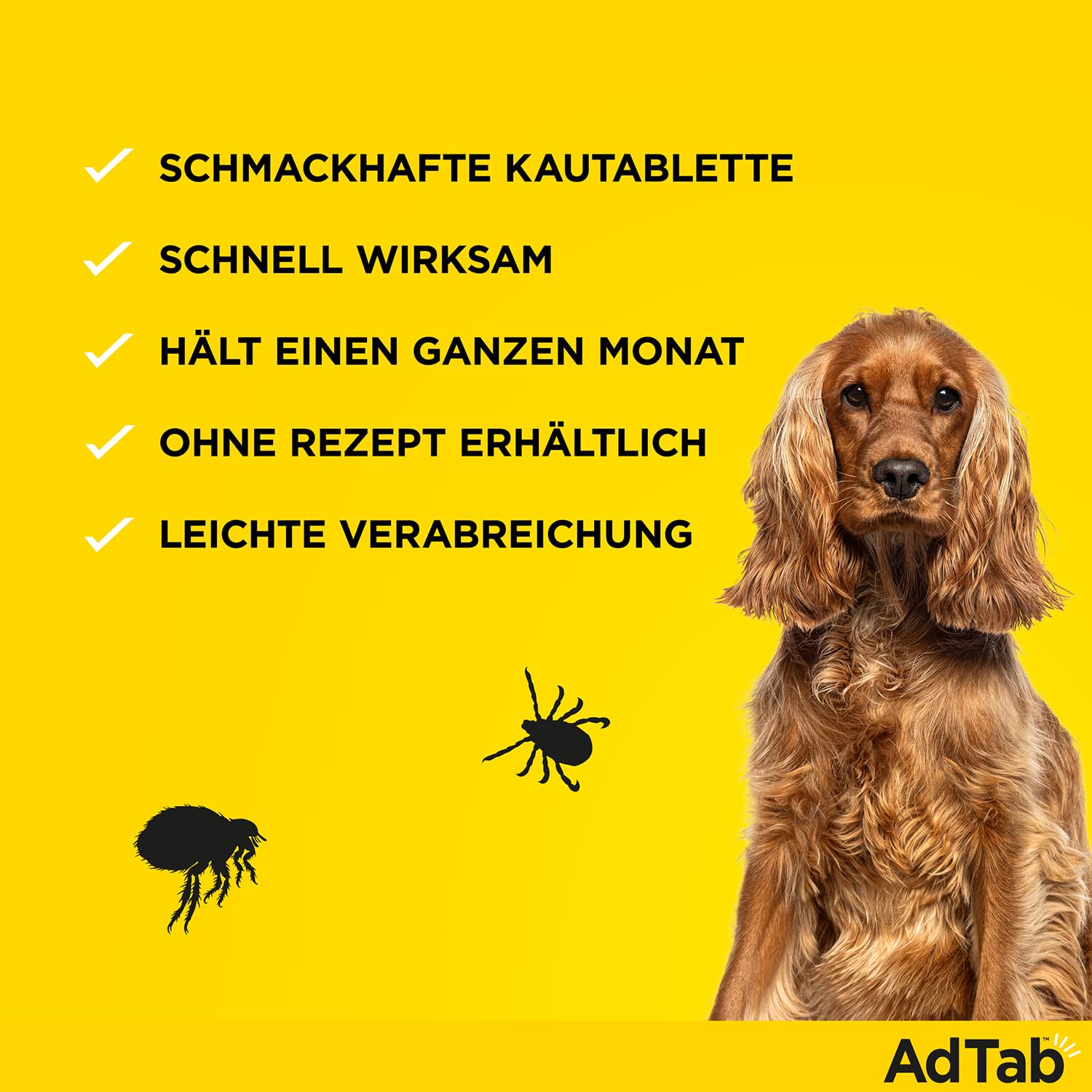 AdTab Kombi-Set: Zecken- & Flohschutz für 2 Hunde in verschiedenen Größen (>11-22 kg & >22-45 kg), 2 Packungen mit je 3 Kautabletten, einfach zu verabreichen & schmackhaft