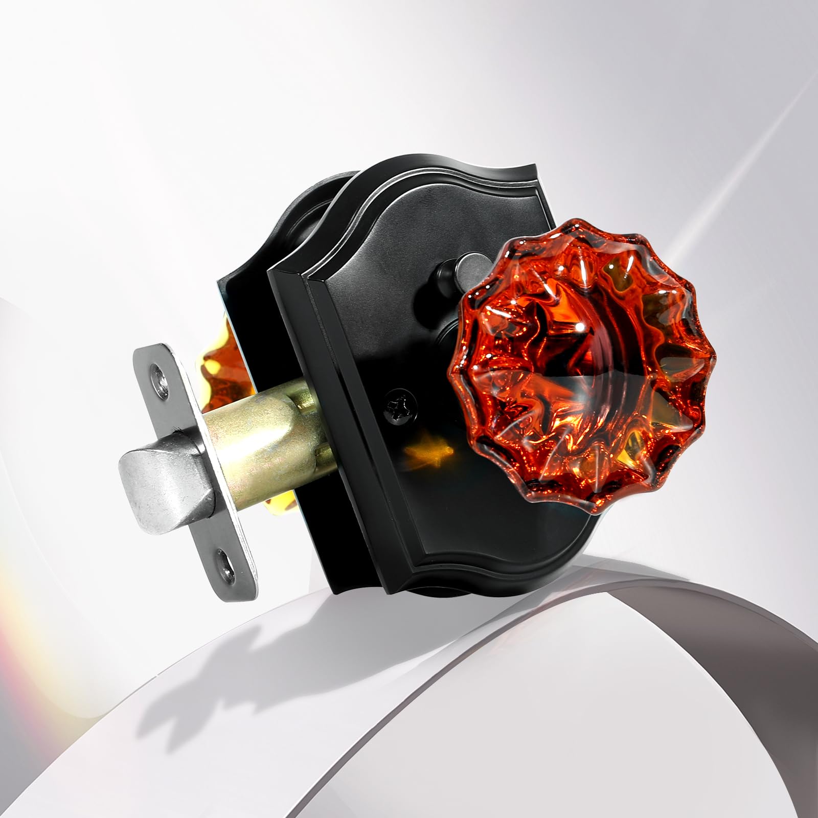 Crystal Rose Door Knobs - Black & Brown with Lock -6