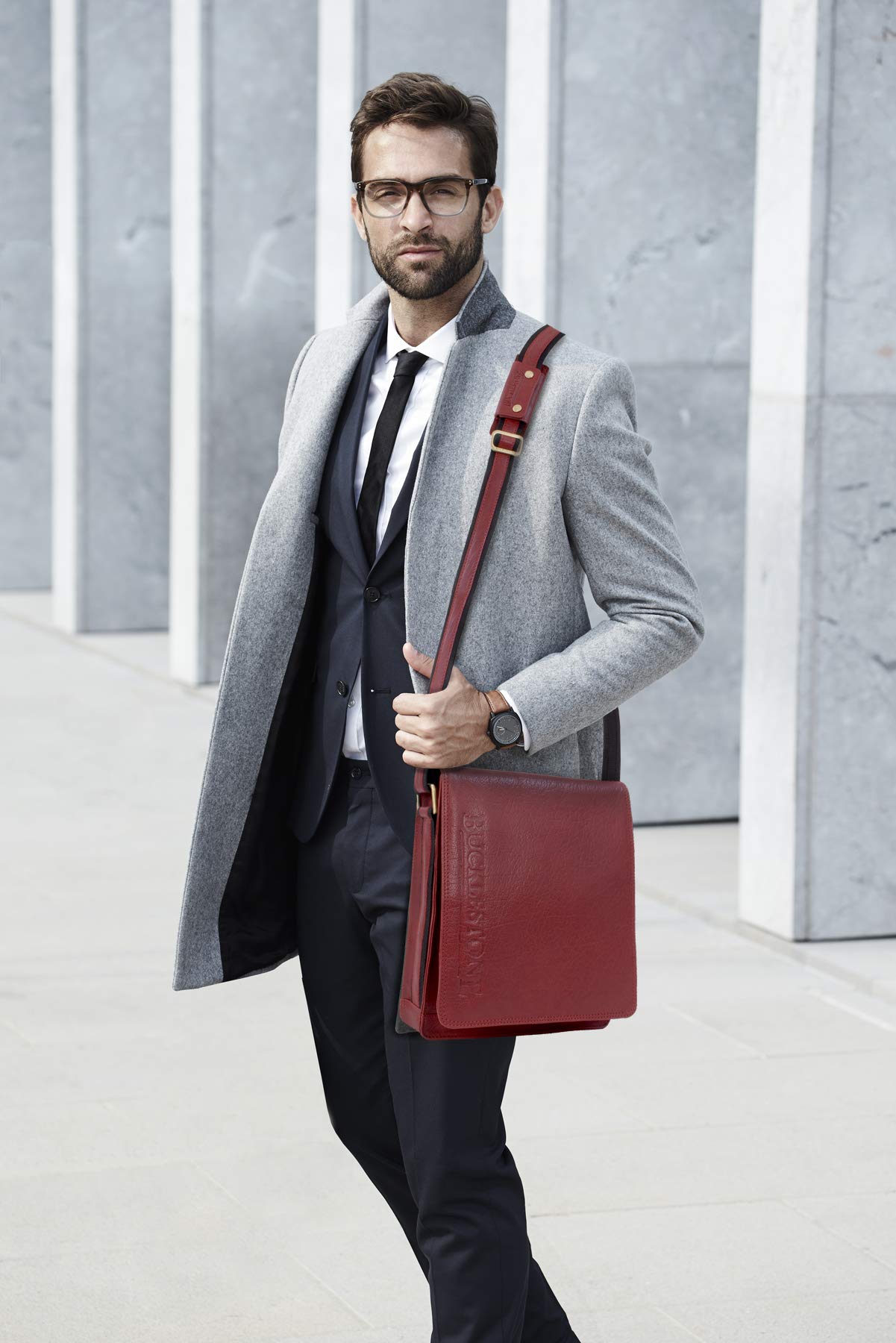 Grand Sacoche Homme Cuir - Sacoche Bandoulière - Messenger Bag de Travail - Petit/Moyen - Bandoulière Réglable - Warwick