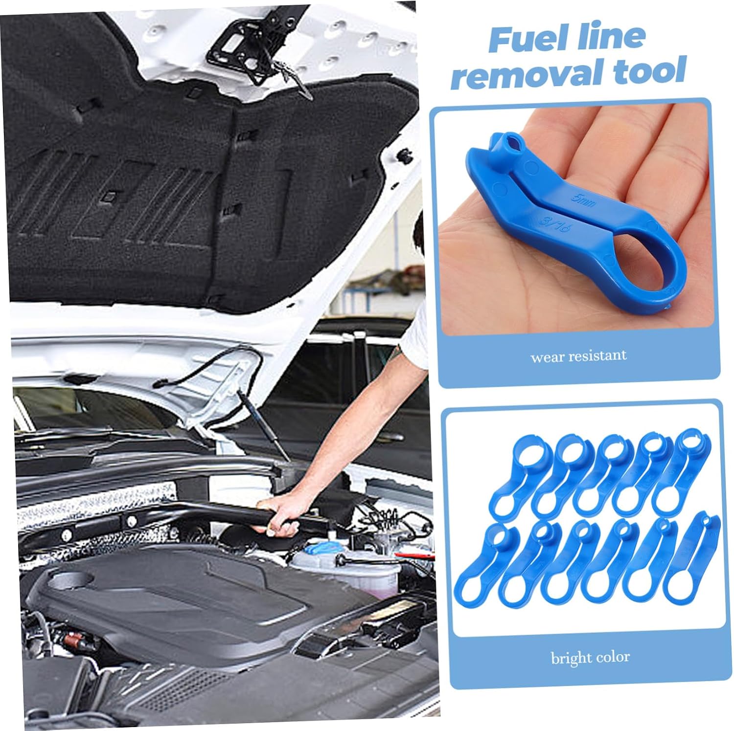 GLEAVI 1set Fuel Line Disconnect Tools Kit Fluorine Removal Tool for Quick Disconnect Couplings Automotive Air Conditioning and Fuel Line Repair