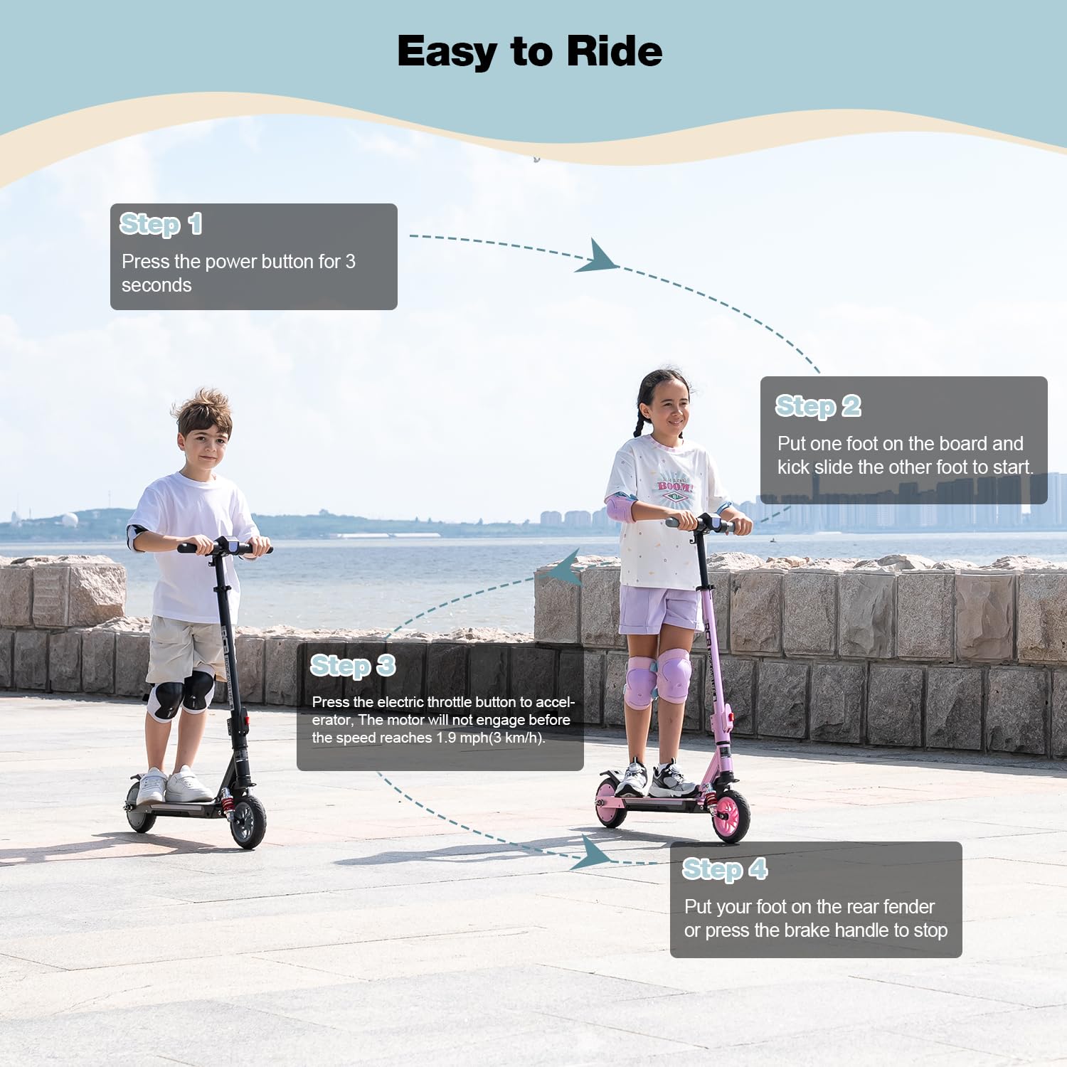RCB R12 MAX E-Scooter Kinder 6-12 Jahren, bis zu 18km/h &15km, 7 Zoll Faltbar Elektroroller,Stoßdämpfung,Höhenanpassung,Bunte Leuchten,LED Display,Doppelte Bremsen, Geschenk für Kinder