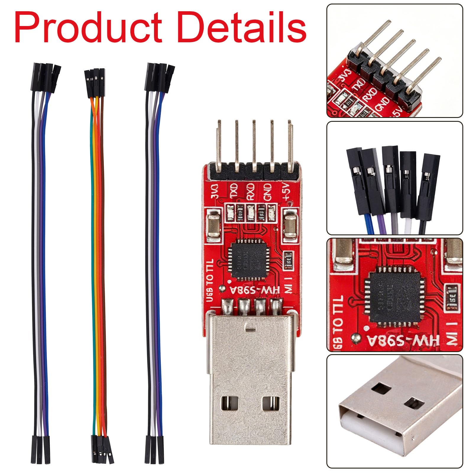 3pz Moduli Adattatori Seriali da USB a TTL, Convertitore USB 2.0 UART con Uscita 3.3V/5V STC Scheda di Download Compatibile con Cavi Jumper per Progetti Fai Da Te Arduino ESP8266 STM32
