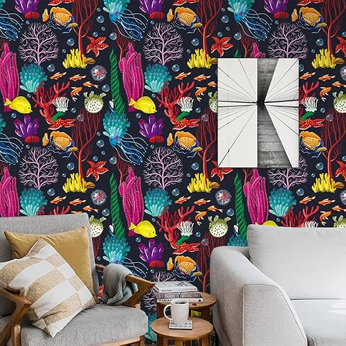 Miniatura 9 de Papel tapiz autoadhesivo de vinilo temporal, extraíble, impermeable, para dormitorio, habitación de niñas, 17.71 x 236.2 pulgadas