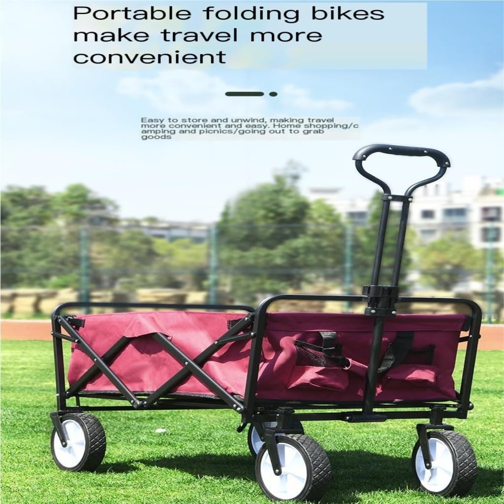 Plegable vagón portátil， Carrito de Compras Plegable, Remolque for Acampar, Carrito de Picnic, Carrito de Compras(Black)
