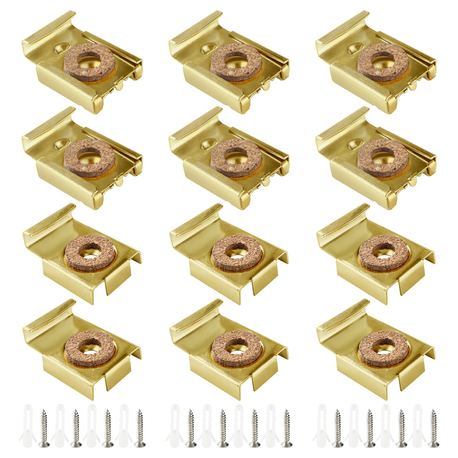 VooGenzek 3 Set (12 PCS) Frameless Glass Wall Mount Kit, Mirror Hanger Clips, Unframed Mirror Mount Clips, Mirror Fixings