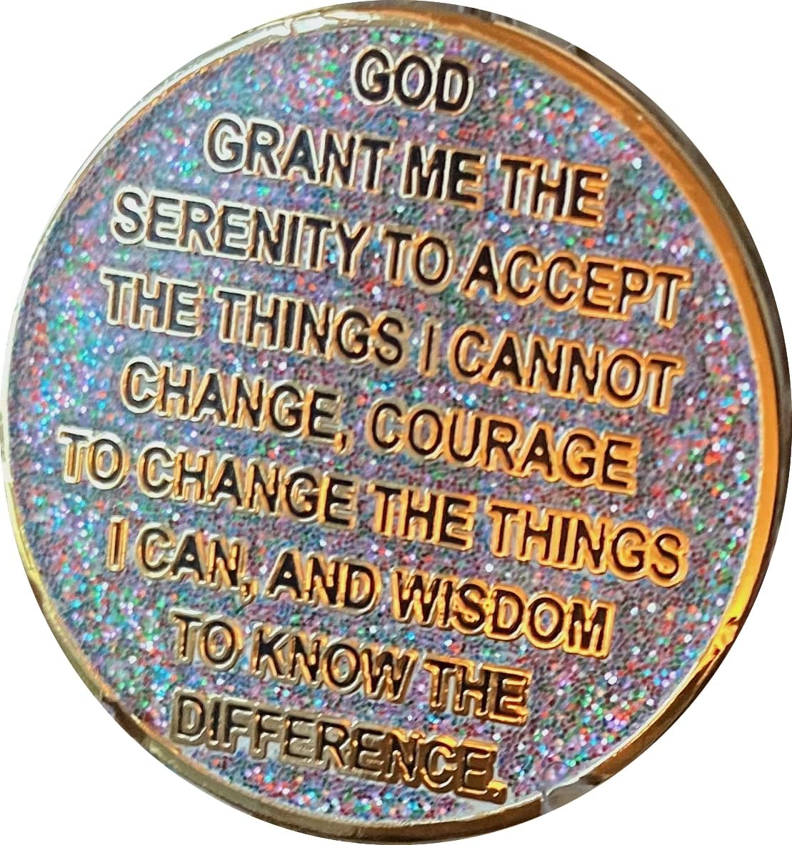 RecoveryChip 7 Month AA Medallion Reflex Funfetti Birthday Glitter Gold Sobriety Chip