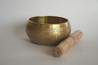 Devyom Om Brass Singing Bowl (5 1/2 inch) with Wooden Mallet by Heirloom Quality