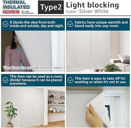 Miniatura 4 de KURENAI Noren - Cortina de bloqueo de luz con aislamiento térmico, hecha en Japón, puerta mosquitera manos libres para cocina, dormitorio, sala de