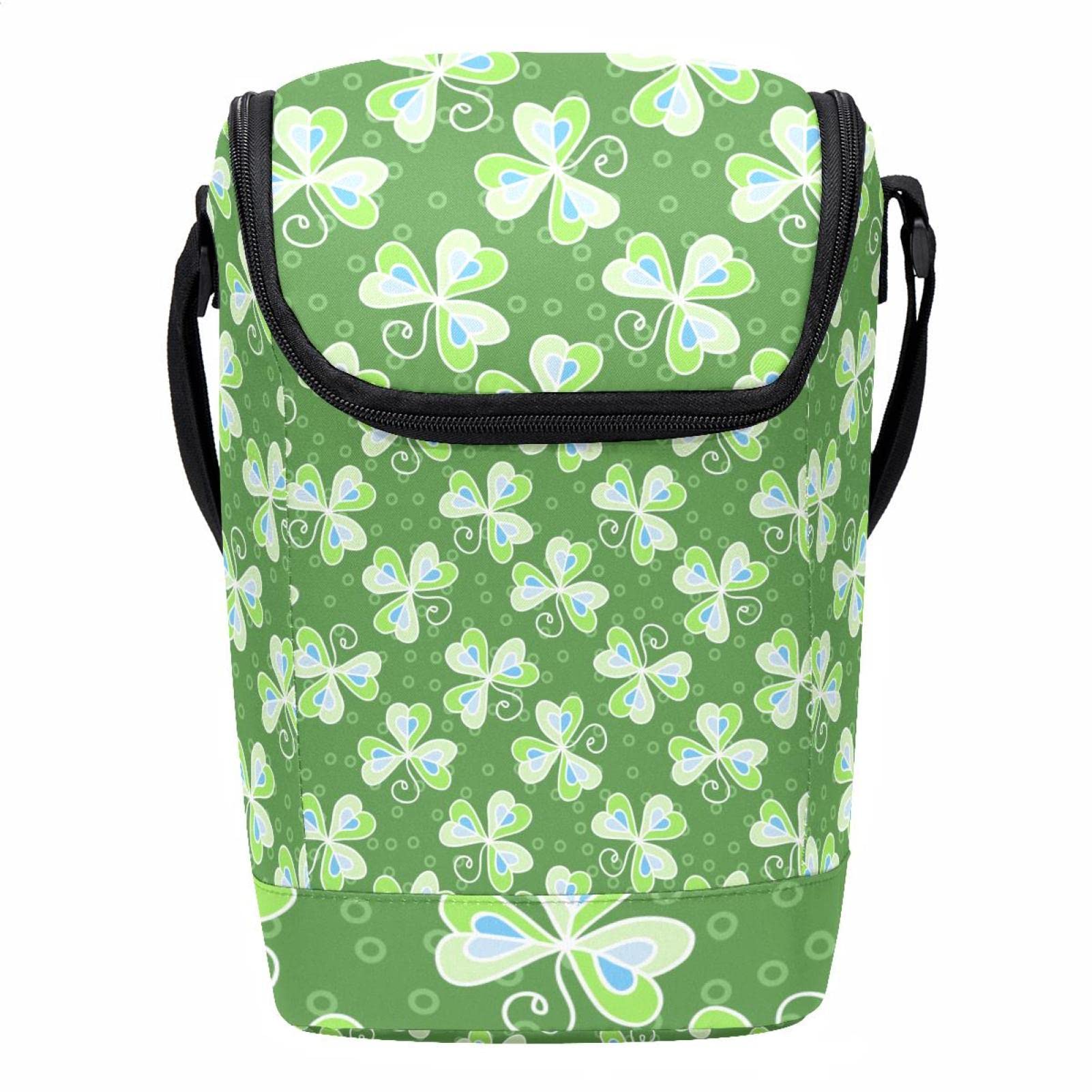 Bolsa de almuerzo ligera con patrón floral de trébol lavable
