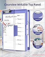 Vista 2 de Portapapeles Clearview con 2 compartimentos de almacenamiento, borrado en seco 8.5 x 11 portapapeles resistentes - Portapapeles para entrenadores
