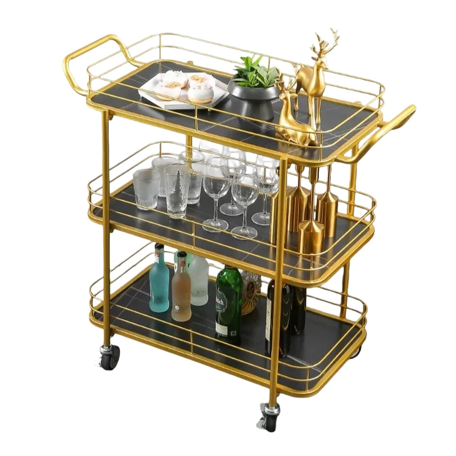 Magazzinaggio Carrello di servizio mobile a 3 livelli for alimenti e bevande for hotel ristoranti