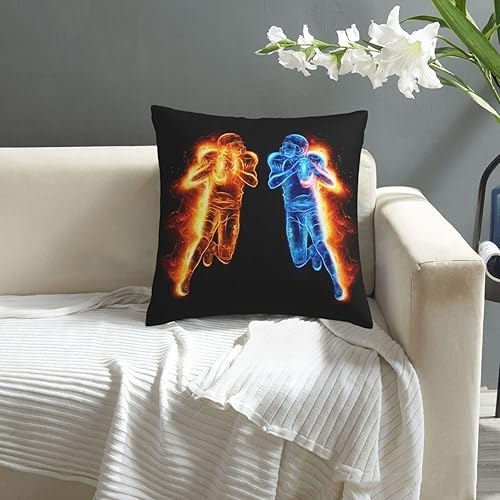 Miniatura 7 de Fundas de almohada cuadradas de estilo fútbol de 18 x 18 pulgadas para habitación de niños y niñas, funda de almohada de estilo deportivo fresco con