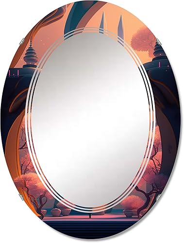 DesignQ Architectural Designs for The Future I- Vanity Mirror, Bathroom Mirrors, Wall Mirrors for Living Room, Bedroom - Oval Mirror - Large