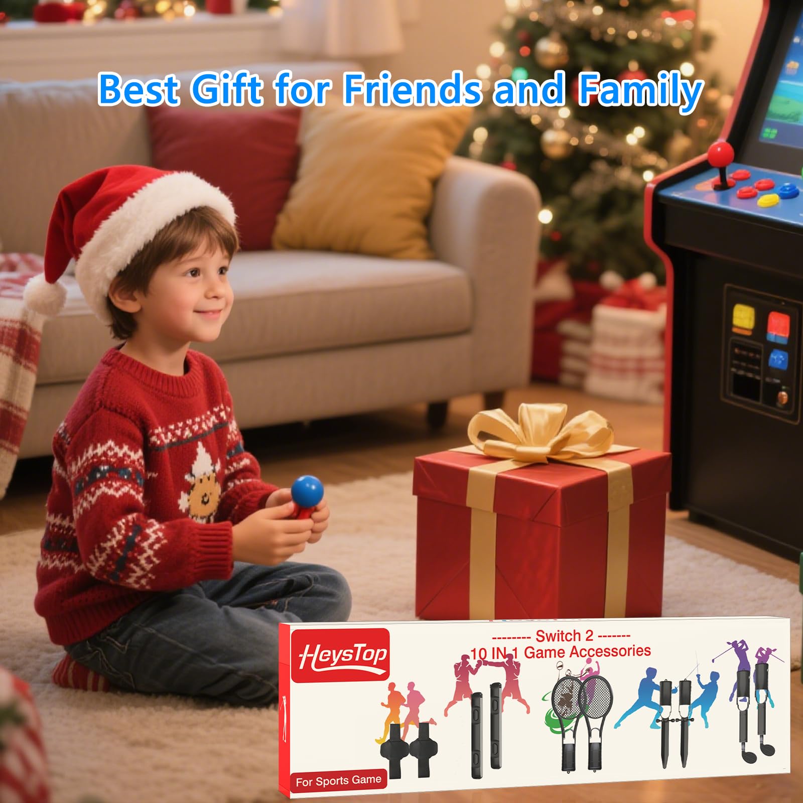 HEYSTOP Accesorios de Juego para Nintendo Switch 2 Joycon, Kit de Accesorios de Juego 10 en 1 con Palos de Golf y Otros Accesorios Deportivos de Juego para Reuniones Familiares y de Amigos