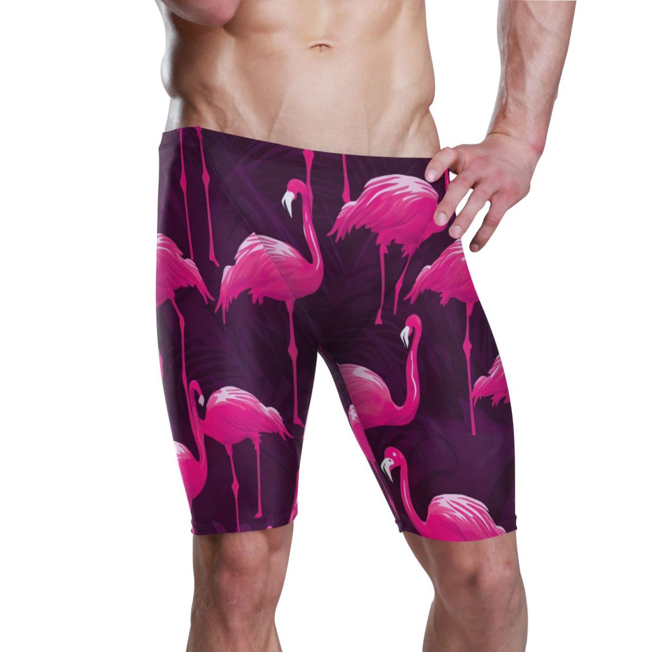 UMIRIKO Pink Flamingo Swim Jammers Swimsuit for Men XXL B0400816