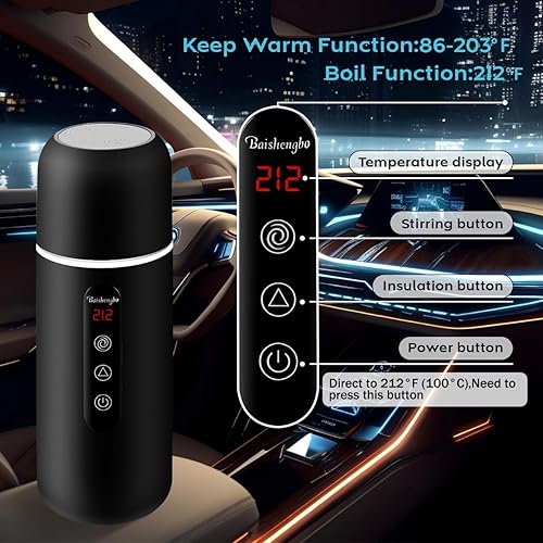 Miniatura 3 de Hervidor eléctrico de viaje, calentador de café de coche de 12 V24 V, caldera de agua caliente portátil, pequeño calentador de agua caliente con