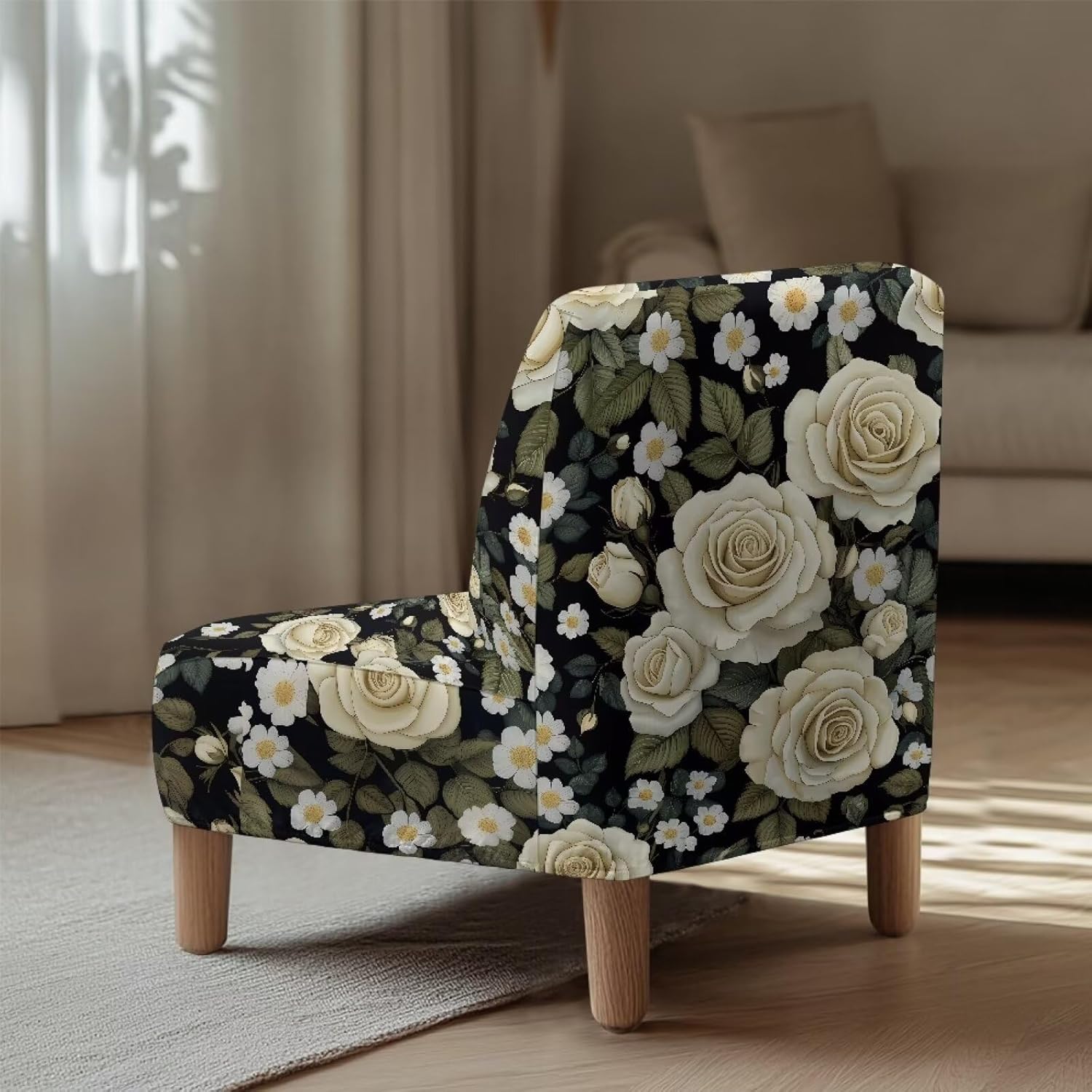 Rose Accent Chairs Cover Protective Case,Removable Office Chair Slipcover,Chairs Couch Sofa Armchair Slipcovers for Recliner,Wingback Chair Covers,Criss Cross Chair Decor