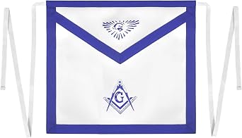 Master Mason Blue Lodge Apron - White Tape Ties