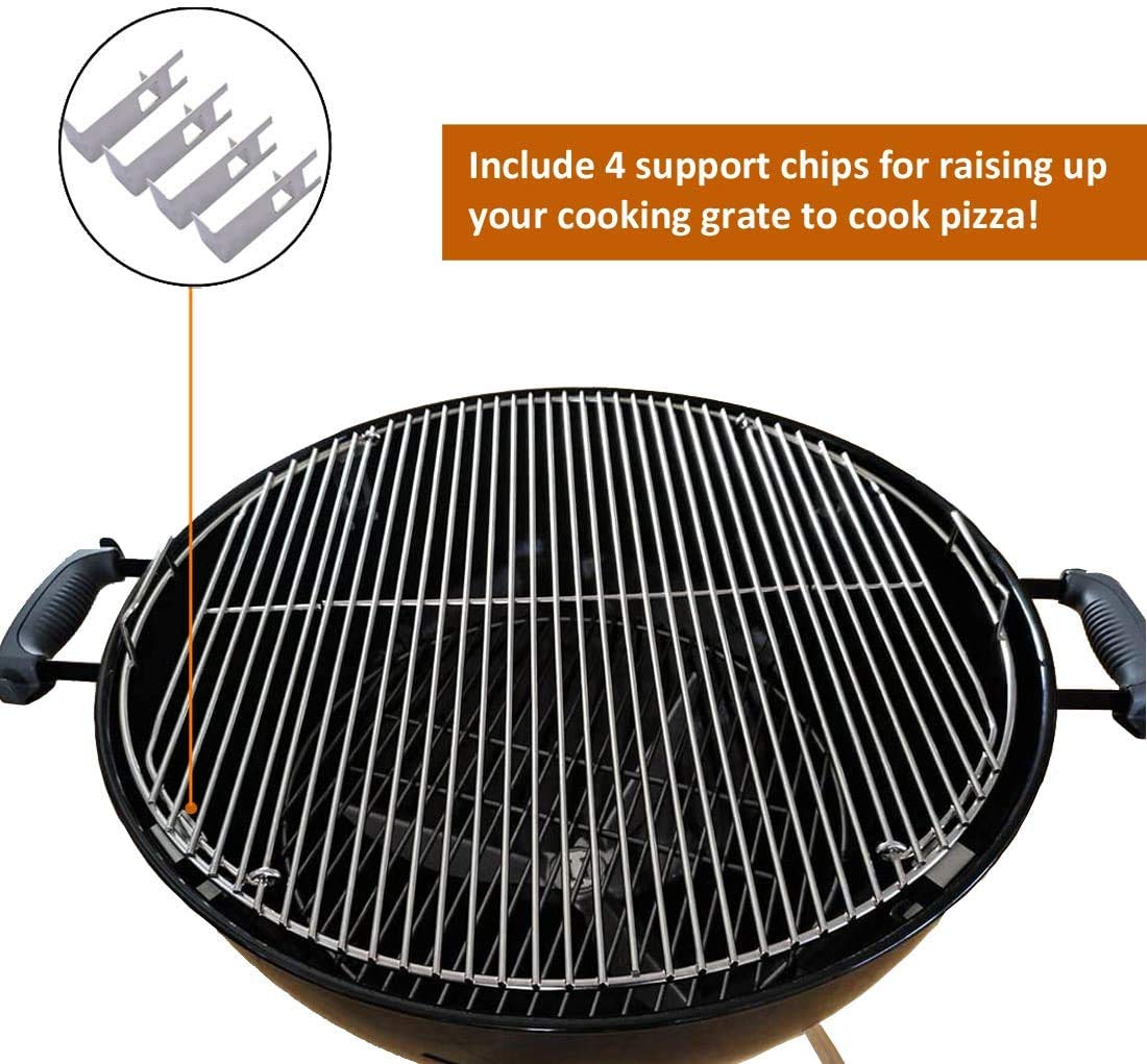 onlyfire Kit de Anillo de Pizza de Acero Inoxidable con asador, Kit de Barbacoa Multifuncional, para Asar Pollo y cocinar Pizza, se Adapta a la mayoría de Las Parrillas de Caldera de carbón de 57 cm