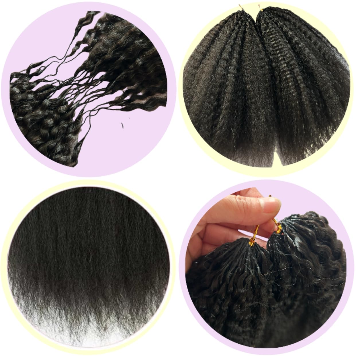 Knotless Pre-Separated Crochet Hair extensions Afro Kinky Straight hair feather crochet 100% human hair extensions for Women Natural Color 18 Inch 120g