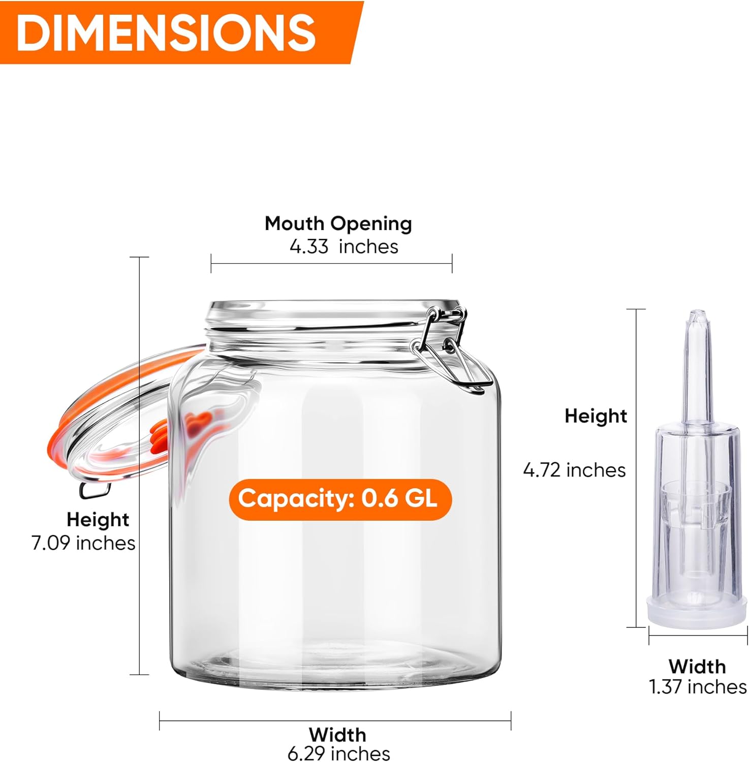 0.6 Gallon Fermentation Jars with Airlocks, 2 Pack Glass Fermenting Kit, Wide Mouth Brewing Jars for Sauerkraut, Kimchi, Kombucha, Pickles & Probiotic Foods, Home Fermentation Starter Kit