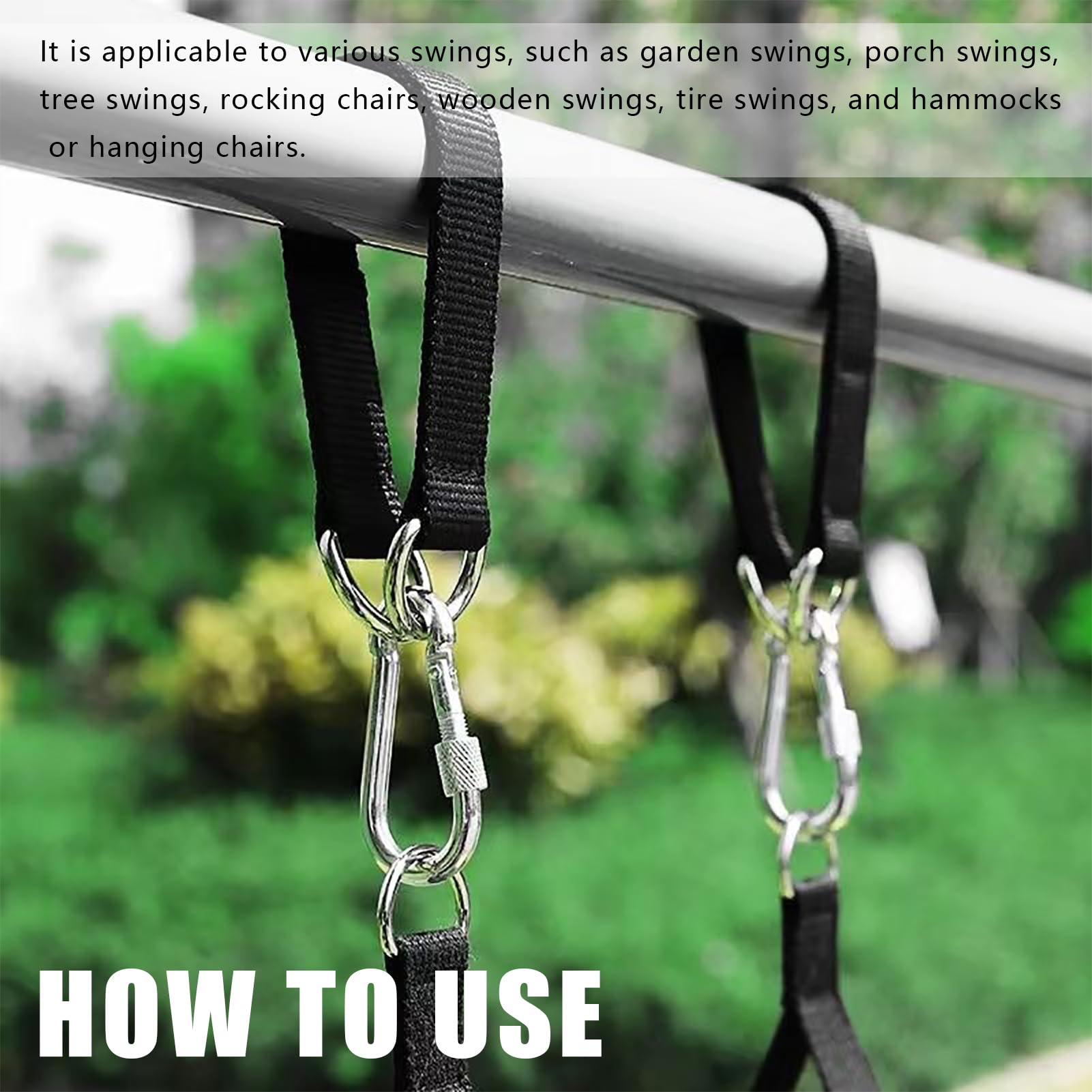 Kit Fissaggio Per Amaca E Altalena Batheidon | 2 Cinghie Nylon, Moschettoni Acciaio | Per Esterno/Interno - Foto 2