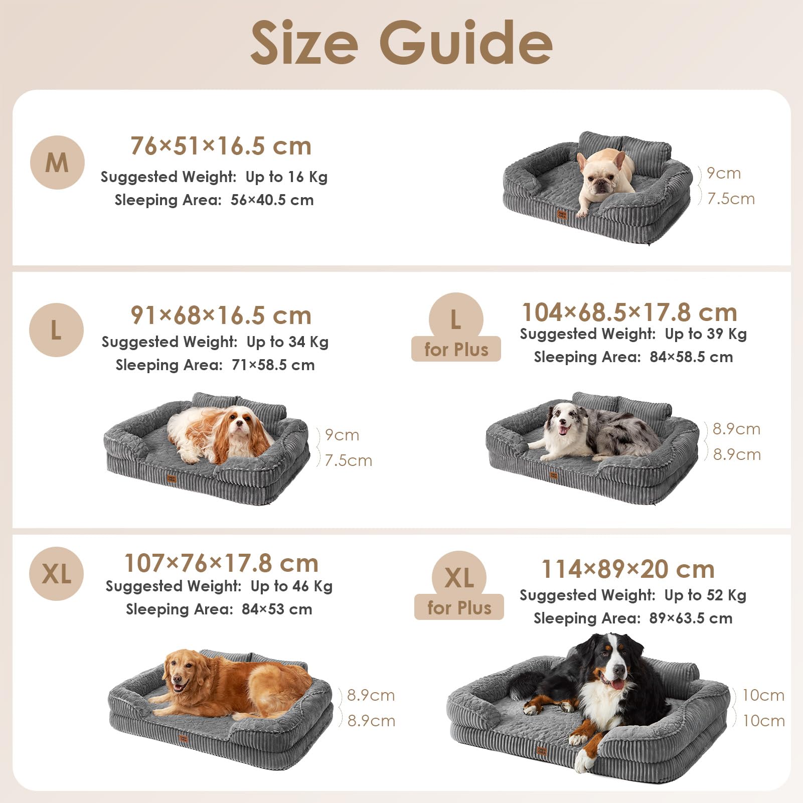 EHEYCIGA Panier Chien XXL Grande Taille Orthopédique avec Dossier Haut 114x89cm, Lit Chien à Mémoire de Forme, Canapé pour Chien Déhoussable et Lavable, Coussin Chien Imperméable, Gris - 2